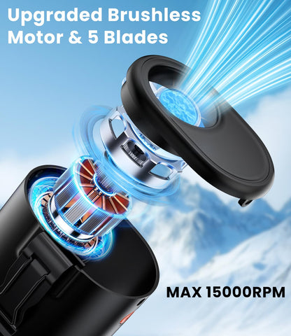 AI Portable Waist Fan, 6-Speed 15,000RPM Strong Turbo Airflow, 30H Cooling Battery Powered Personal Fan Rechargeable, Wearable Hands-Free Shirt/Belt/Body Fan for Travel, Work, Outdoor, Gift for Men