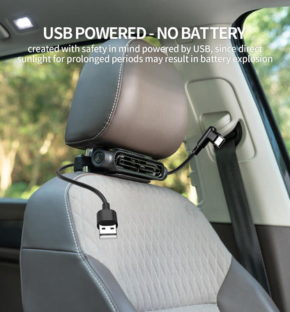 Car Seat Fan for Driver & Backseat - 2026 Upgraded Mini Portable USB Back Cooling Fan Kids Baby Quiet headrest Neck Fan Accessories with 3 Adjustable Wind Speeds for Almost Vehicle Jeep Van RV Truck