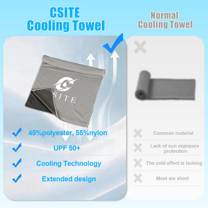 CSITE Cooling Towels (47"x12") for Neck and Face, Ice Towel for Hot Weather, Soft Breathable Chilly Gym Towels, Microfiber Towel for Work Out, Yoga, Running, Camping & More Activities（Green）