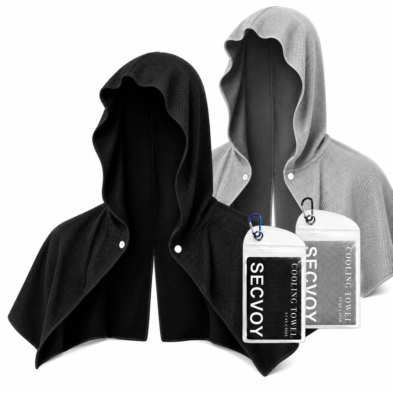 3 Pack Cooling Hoodie Towels for Neck and Face, UPF 50 Sun Protection & Instant Cooling Towels for Hot Weather, Soft Breathable Towel for Work Out, Sport, Gym, Camping & More Activities