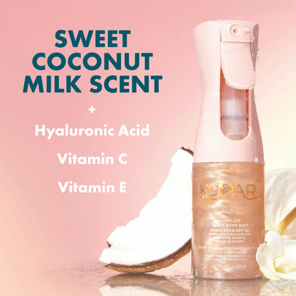 Kopari Sunglaze Body Gel Cream Sunscreen SPF 50+ | Broad-Spectrum Body Sunscreen with Hyaluronic Acid & Coconut Oil | Lightweight, Non-Greasy, Glowing Finish
