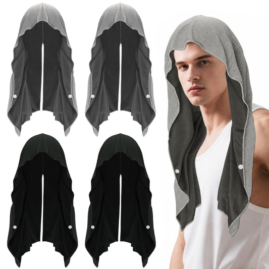 4 Pack Cooling Hoodie Towels Cooling Towels for Neck and Face Quick Drying Sweat Towel Wraps Cooling Head Neck Wraps Sun Protection for Hot Summer Weather Sport Workout