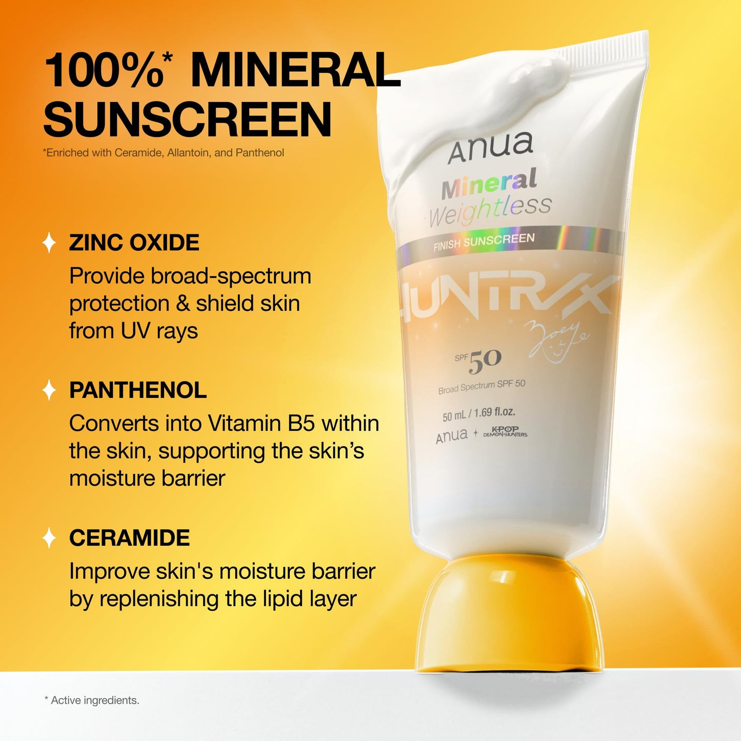 Anua Mineral Weightless Finish Sunscreen SPF 50, Broad Spectrum, Zinc-Based for Sensitive Skin, Lightweight Hydrating Lotion Texture, Under Makeup, Korean Skincare, 1.69 fl oz