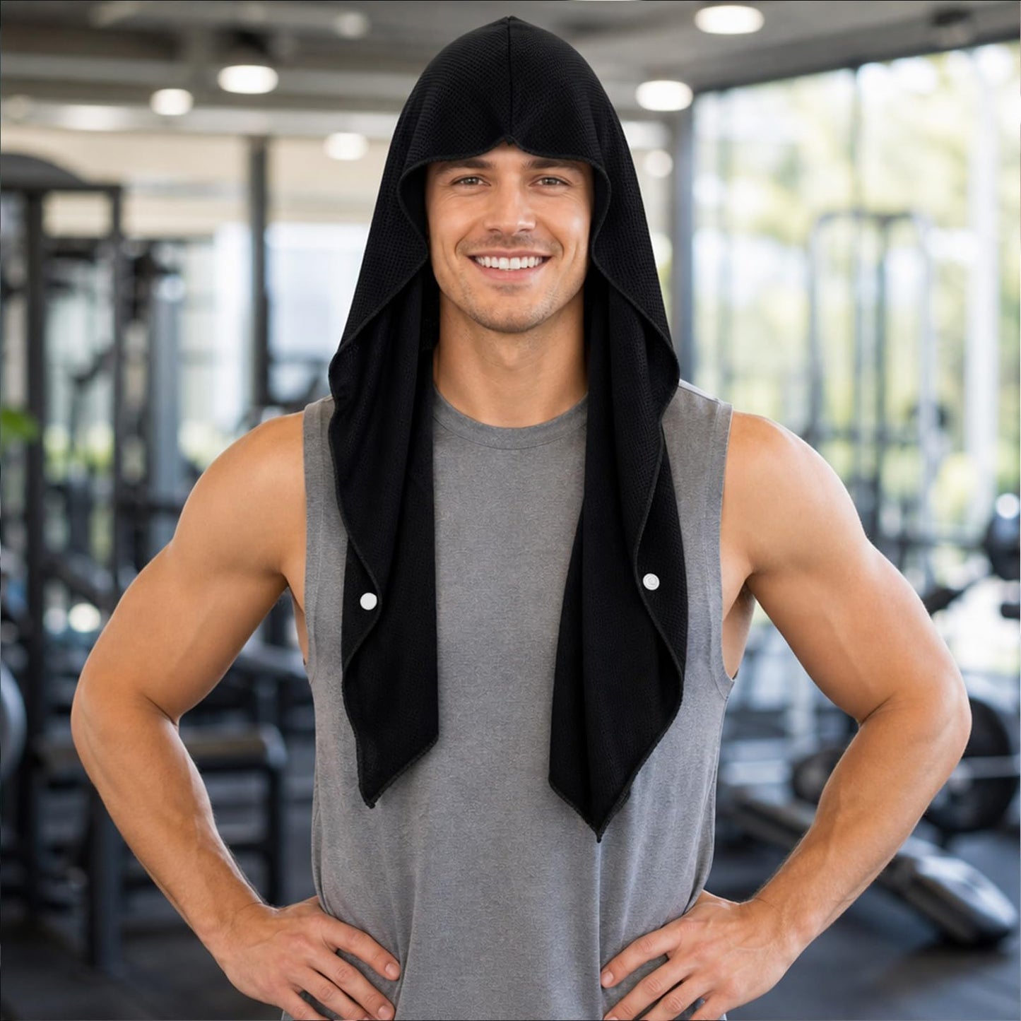 4 Pack Cooling Hoodie Towels Cooling Towels for Neck and Face Quick Drying Sweat Towel Wraps Cooling Head Neck Wraps Sun Protection for Hot Summer Weather Sport Workout
