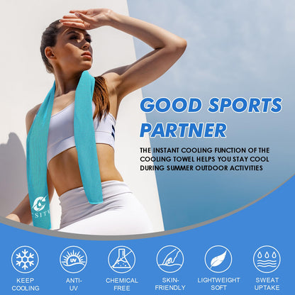 CSITE Cooling Towels (47"x12") for Neck and Face, Ice Towel for Hot Weather, Soft Breathable Chilly Gym Towels, Microfiber Towel for Work Out, Yoga, Running, Camping & More Activities（Green）