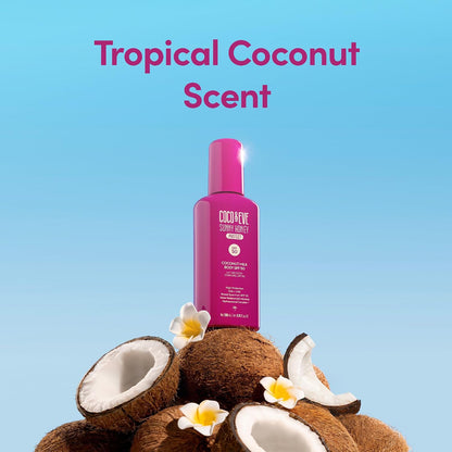 Coco & Eve Coconut Milk Body Sunscreen SPF 50 – Broad Spectrum UVA/UVB Sun Protection, Hydrating Daily Water-Based Lotion, Lightweight, Non-Greasy, Dermatologically Tested, 6.76 Fl Oz