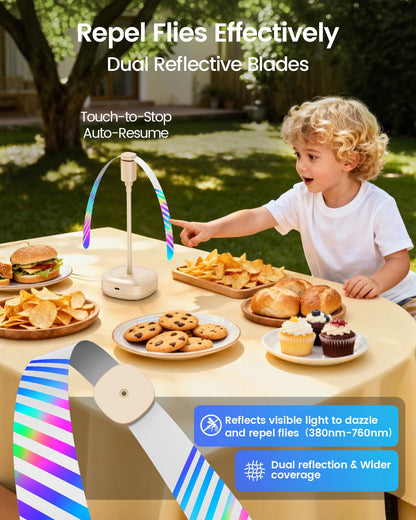 Edvision 4 Pack Food Table Fan, 2000mAh USB Powered Rechargeable Food Fan, Portable Fan with Flexible Goose-Neck and Soft Blades for BBQ, Patio, Party