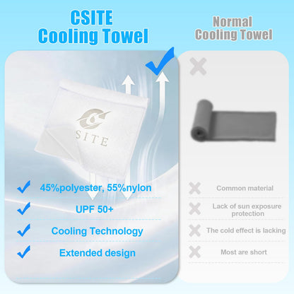 CSITE Cooling Towels (47"x12") for Neck and Face, Ice Towel for Hot Weather, Soft Breathable Chilly Gym Towels, Microfiber Towel for Work Out, Yoga, Running, Camping & More Activities（Green）