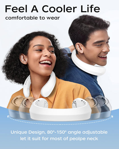 Neck Fan, Portable Fan around Neck, 5200mAh Battery Operated Wearable Personal Fan with USB Rechargeable, 3 Wind Speed,Ultra Quiet, Bladeless,Headphone Design for Travel, Men Women