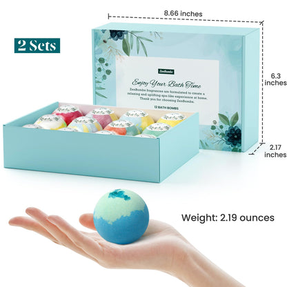 ZenBombs Bath Bombs for Women, 12pcs Handmade Natural Bath Bomb, Stocking Stuffers, Mothers Day Presents for Mom, Bath Bomb with Shea Butter, White Elephant, Valentines Day Presents for Her and Him