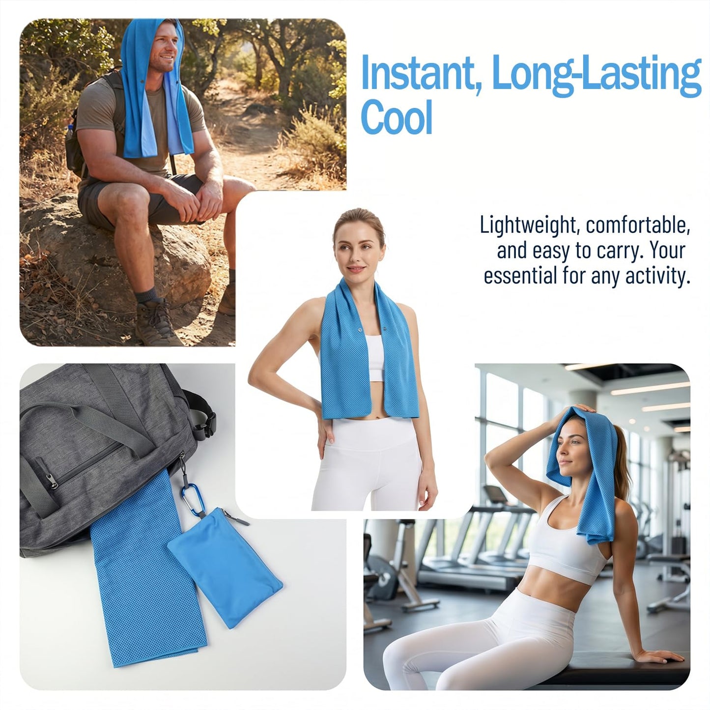 Upgraded PVA Cooling Hoodie Towels -UPF 50+ Sun Proteciton Instant Cooling Towel for Neck & Face,Sweat-Absorbent Ice Towel for Hot Weather, Sports, Camping, Cycling & Outdoor Activities (Blue)