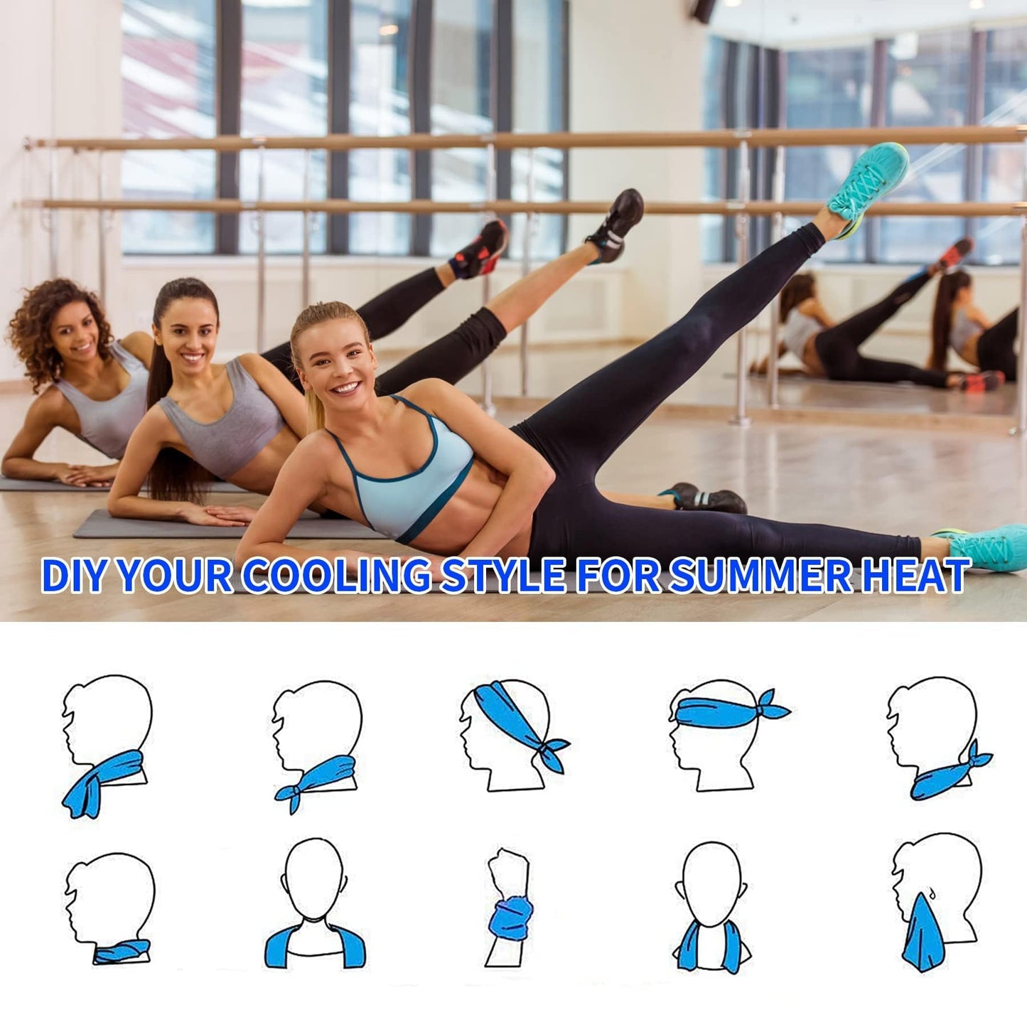 4 Packs Cooling Towels for Neck and Face(40"x 12"), Cool Sweat Towels for Hot Weather, Cooling Towels for Athletes, Lightweight Soft Breathable Towels for Yoga, Sport, Workout, Running, Gym, Camping