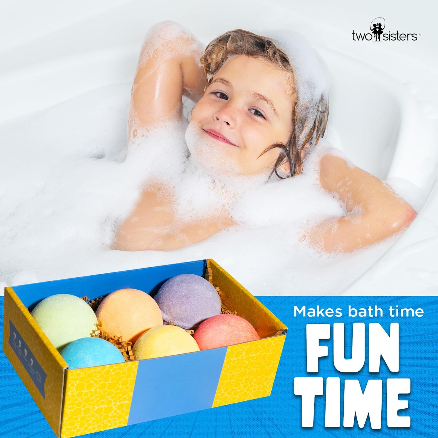 Superhero Bath Bombs for Kids with Surprise Toys Inside (6 Pack) - Large Bubble Bomb Fizzies for Boys, Girls, & Toddlers - Birthday Gift for Kids - Fruity Scent, USA Made by Two Sisters