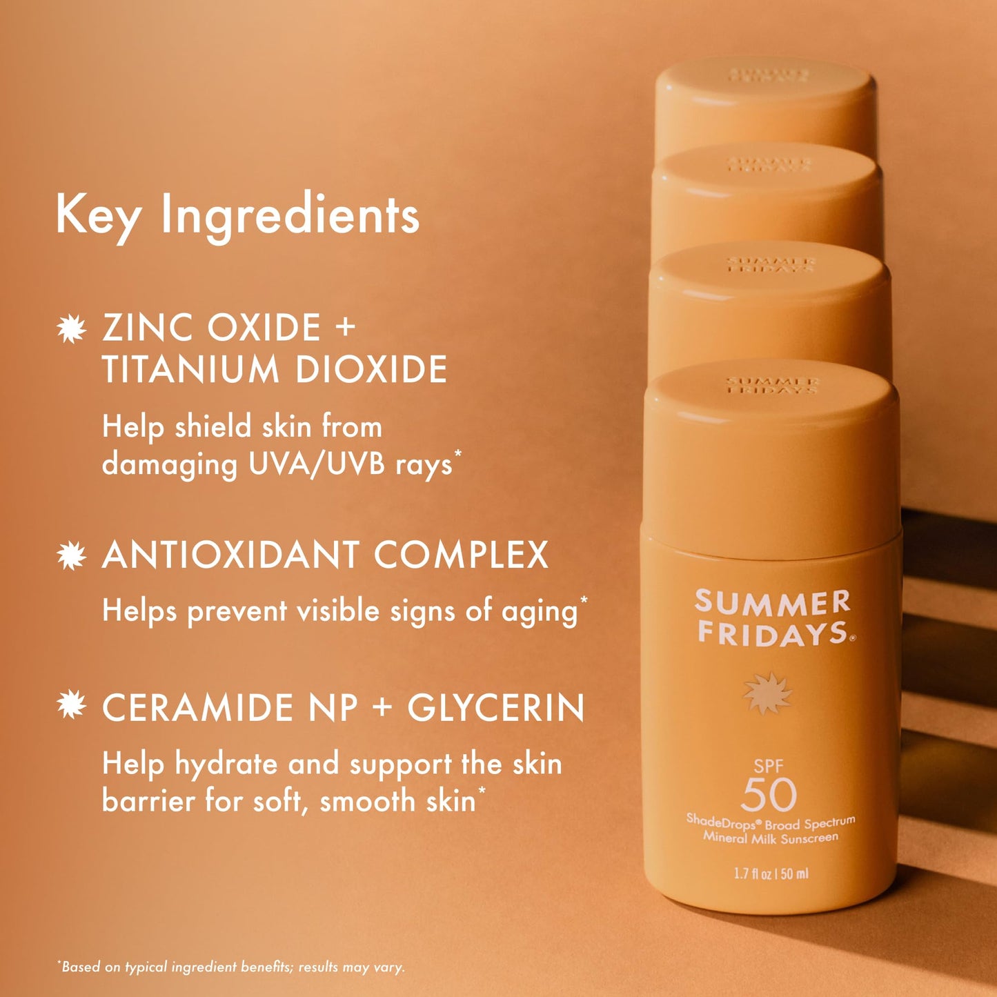Summer Fridays ShadeDrops SPF 50 Mineral Milk Sunscreen - Lightweight + Hydrating Face Sunscreen - Zinc Oxide SPF for Face with Ceramides - Daily Skin Care for Sensitive Skin - Vegan Sunblock (1.7 Oz)