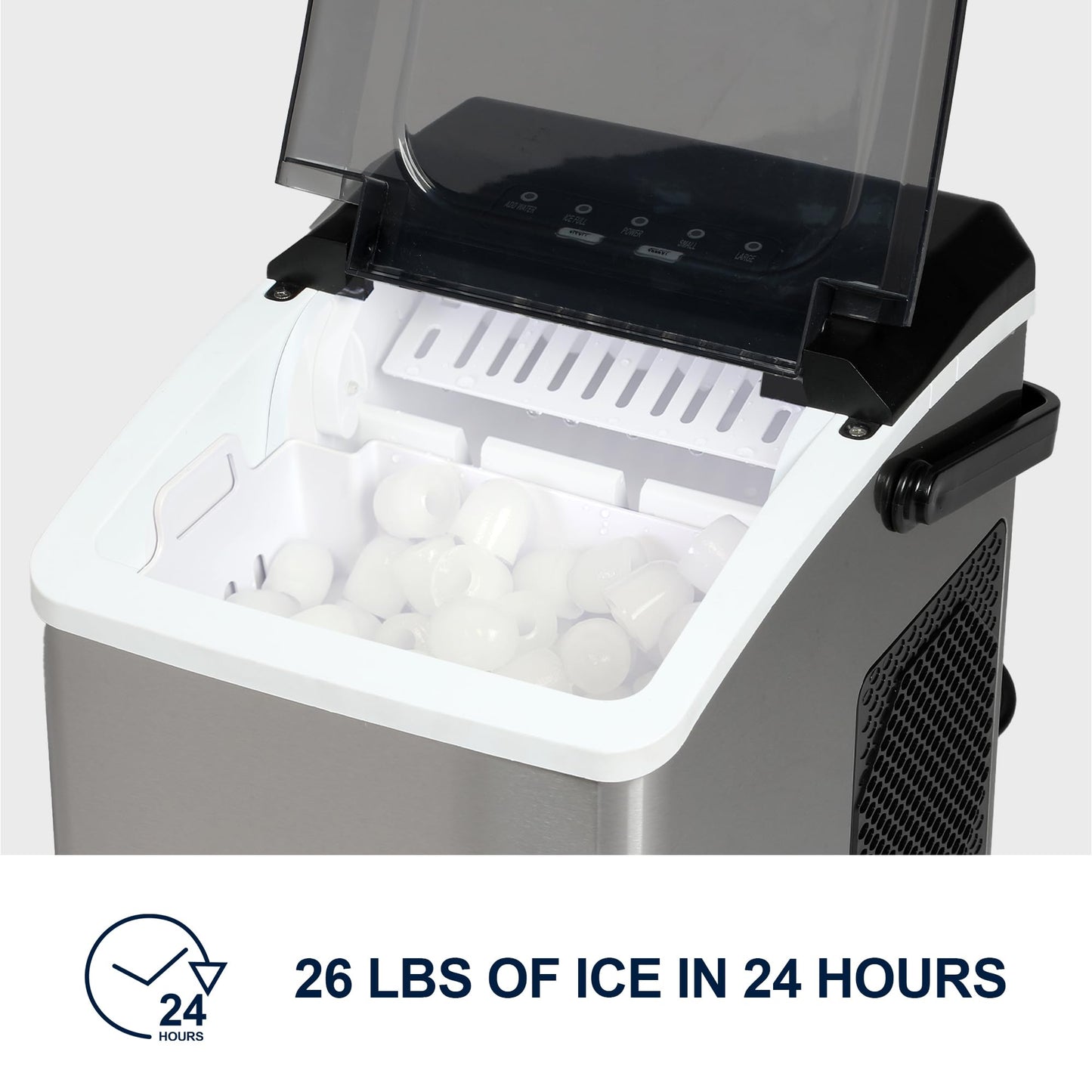 Kenmore Countertop Ice Maker Nugget Machine – Portable Self-Cleaning Máquina de Hacer Hielo para Casa, Crunchy Chewable Pebble Ice, 40lb/24hr Capacity, Stainless Steel
