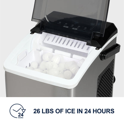 Kenmore Countertop Ice Maker Nugget Machine – Portable Self-Cleaning Máquina de Hacer Hielo para Casa, Crunchy Chewable Pebble Ice, 40lb/24hr Capacity, Stainless Steel
