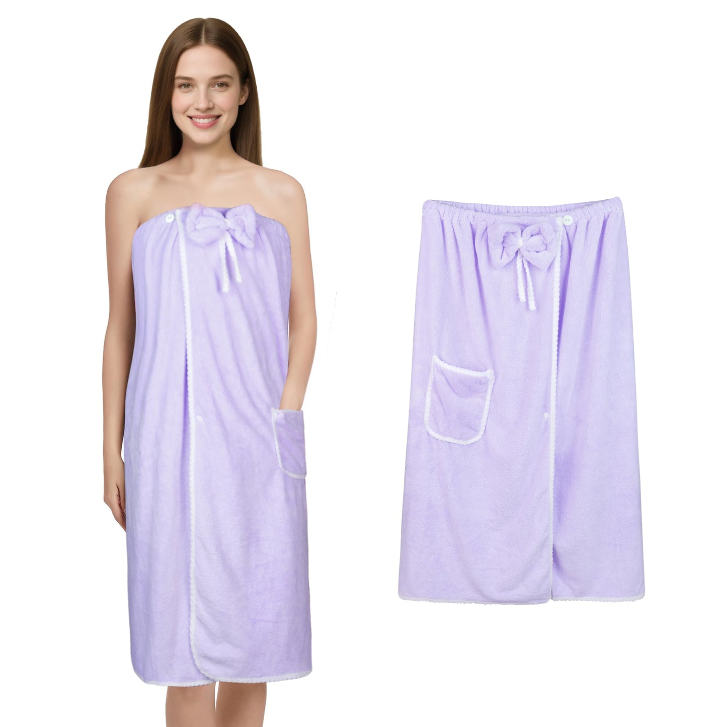 Towel Wrap Women Shower Robe Adjustable Closure Bathrobe with Hair Drying Towel & Spa Wraps