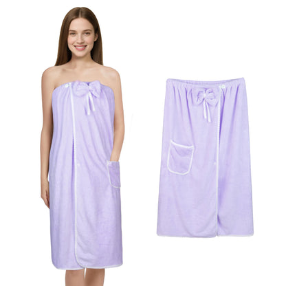 Towel Wrap Women Shower Robe Adjustable Closure Bathrobe with Hair Drying Towel & Spa Wraps