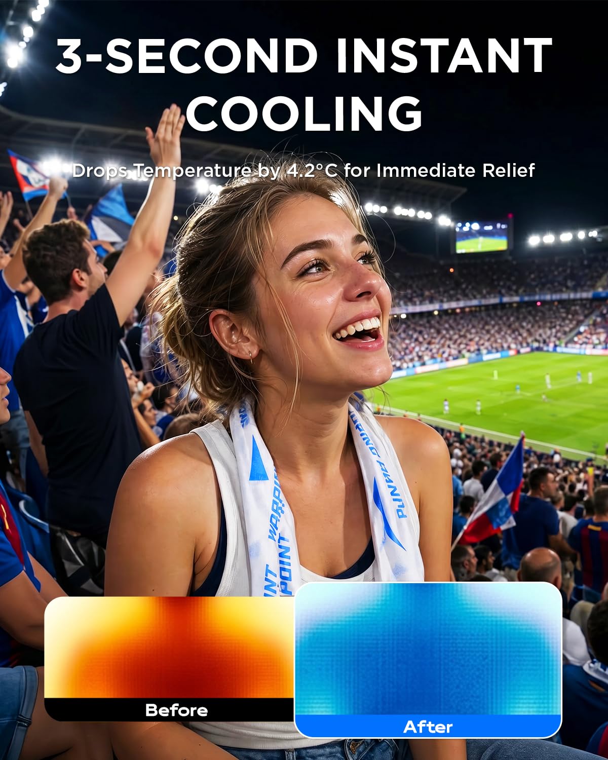 CoolRush Towel with Natural Mint Extract, Instant 3-Second Cooling Towel, Reusable Sports Cooling Wipes for Summer Heat, Alcohol-Free, for Running, Cycling, Gym, Outdoor Activities(10 Pack)