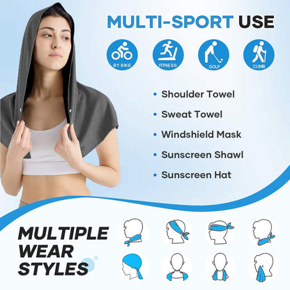 Cooling Rags for Neck: UPF50 Cooling Hoodie Towel with Case 2 Packs | Quick Dry, Chemical-free, Breathable, Soft, Portable, Cooling Towels for Face Hot Weather Workout Baseball Softball Sport