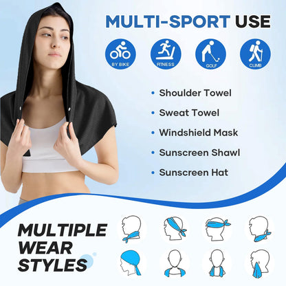 Cooling Rags for Neck: UPF50 Cooling Hoodie Towel with Case 2 Packs | Quick Dry, Chemical-free, Breathable, Soft, Portable, Cooling Towels for Face Hot Weather Workout Baseball Softball Sport