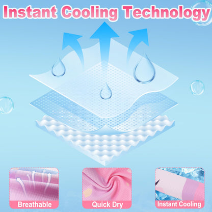 BobbleT 4 Pack Kids Cooling Towels, 30" x 9", Mini Cooling Towels for Neck and Face, Soft Breathable Cooling Neck Wraps for Girls, Ideal for Sports, School, Summer Camp & Outdoor Use