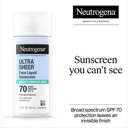 Neutrogena Ultra Sheer Dry Touch SPF 50 Mineral Sunscreen Stick for Sensitive Skin, Zinc Oxide, Body & Face Sunscreen with Vitamin E, No White Residue & Vegan, 1.5 oz