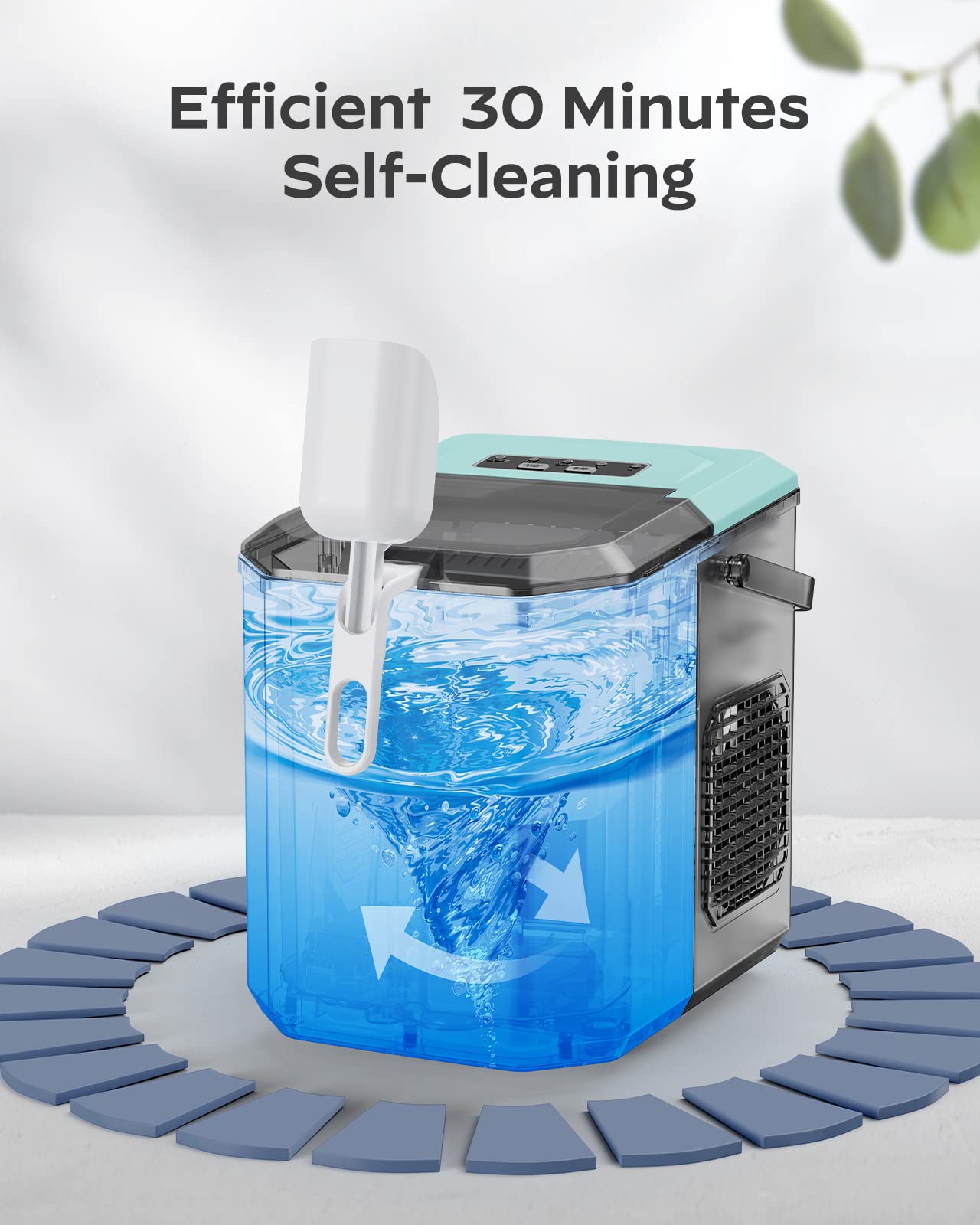 Ice Maker Countertop, Portable Ice Machine Ready in 6 Minutes with 9 Cubes 26LBS in 24H, Self-Cleaning with Ice Scoop and Basket, Two Sizes of Bullet Ice for Home Kitchen Office, Bar and Parties