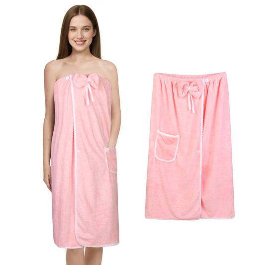 Towel Wrap Women Shower Robe Adjustable Closure Bathrobe with Hair Drying Towel & Spa Wraps