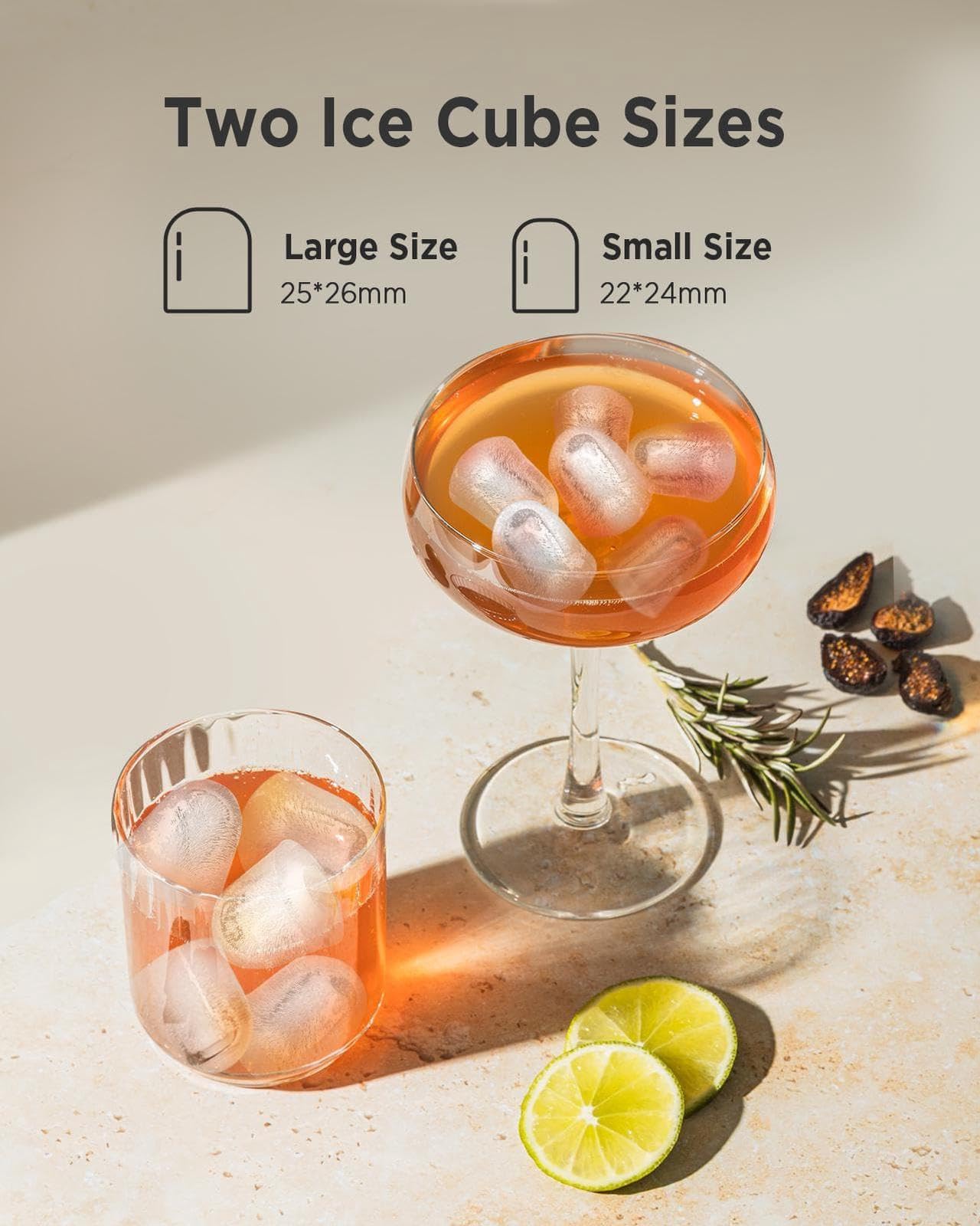 Ice Maker Countertop, Portable Ice Machine Ready in 6 Minutes with 9 Cubes 26LBS in 24H, Self-Cleaning with Ice Scoop and Basket, Two Sizes of Bullet Ice for Home Kitchen Office, Bar and Parties