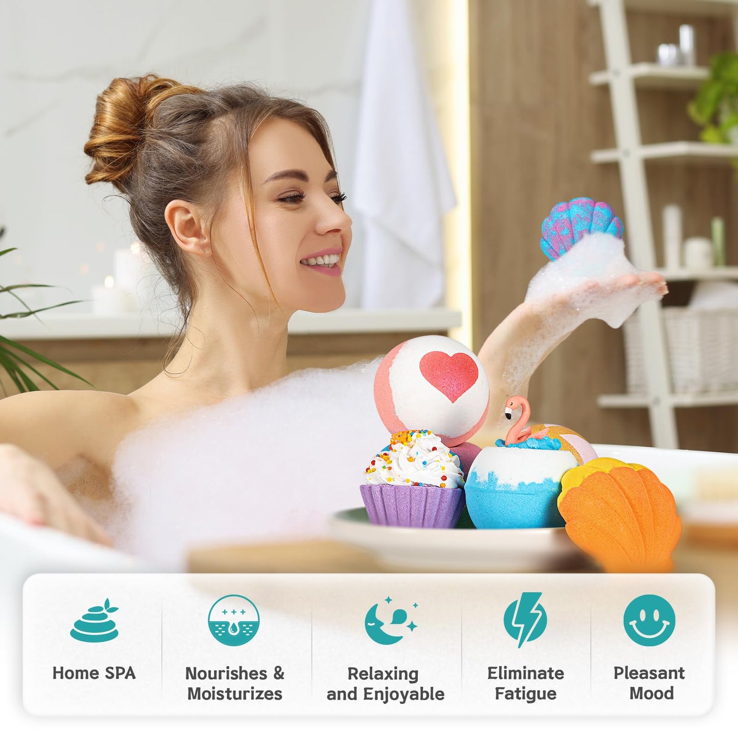 Aofmee Bath Bombs, 6pcs Bubble Bath Bomb for Girls, Handmade Fizzies Bathbombs for Women, Natural Organic Kids Spa Kit, Non Toxic Bath Kit for Teens, Gift Set for Mother Birthday Christmas Easter