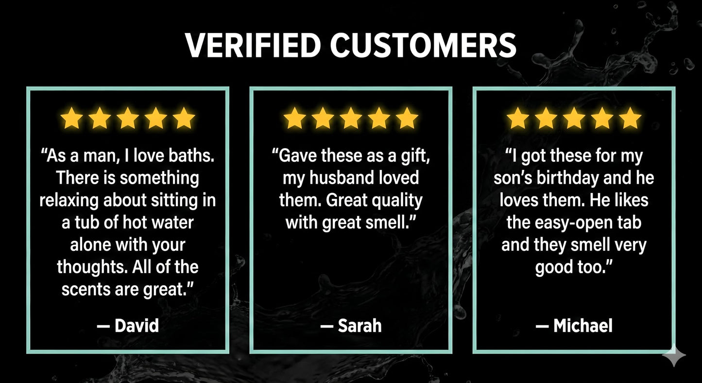Bath Bombs for Men, Gift Set of 8 Scented Organic Handmade Bath Bombs of 2.5 oz with Natural Essential Oils for Boyfriend, Husband, Father or Friend, by ZenseMe