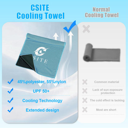 CSITE Cooling Towels (47"x12") for Neck and Face, Ice Towel for Hot Weather, Soft Breathable Chilly Gym Towels, Microfiber Towel for Work Out, Yoga, Running, Camping & More Activities（Green）