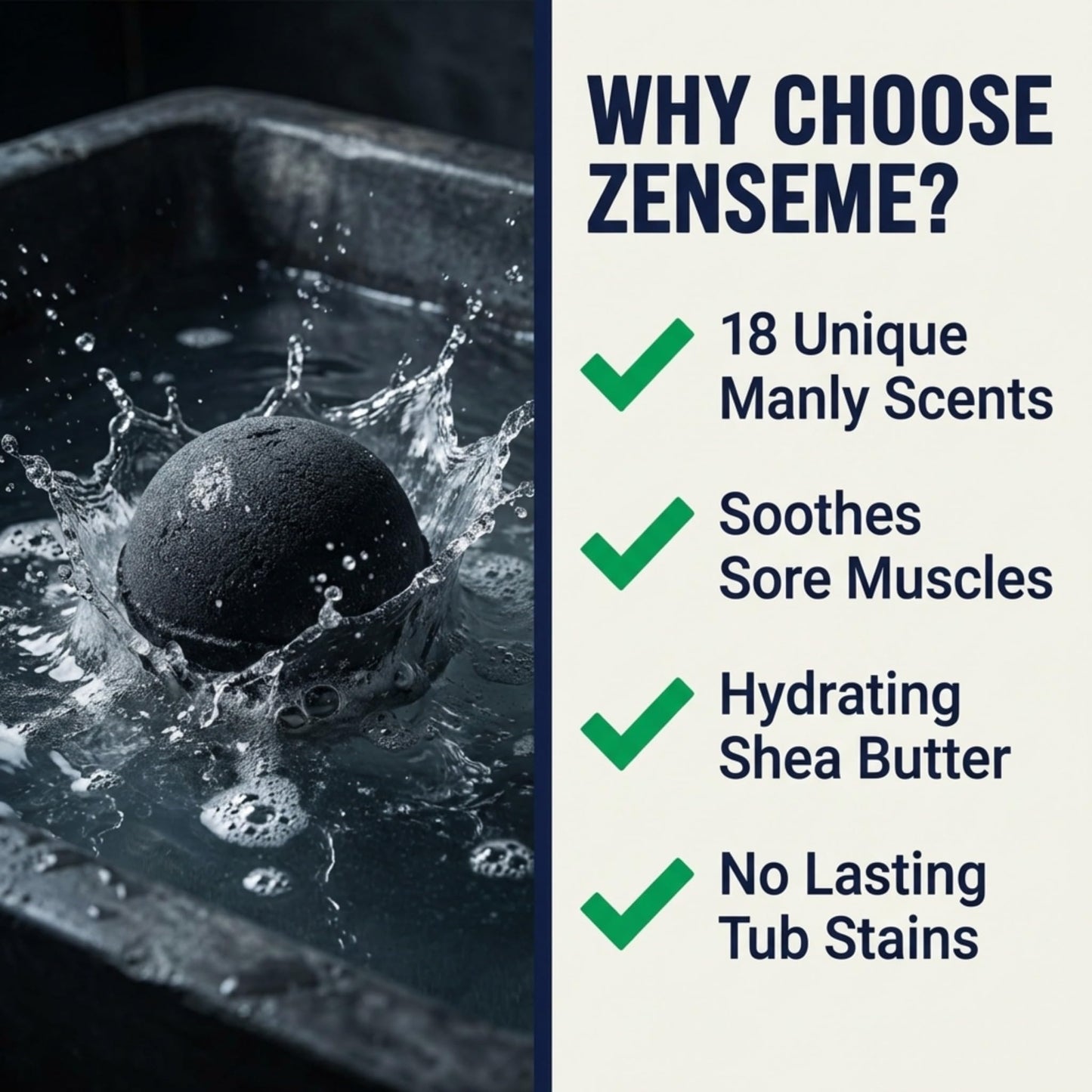 Bath Bombs for Men, Gift Set of 8 Scented Organic Handmade Bath Bombs of 2.5 oz with Natural Essential Oils for Boyfriend, Husband, Father or Friend, by ZenseMe