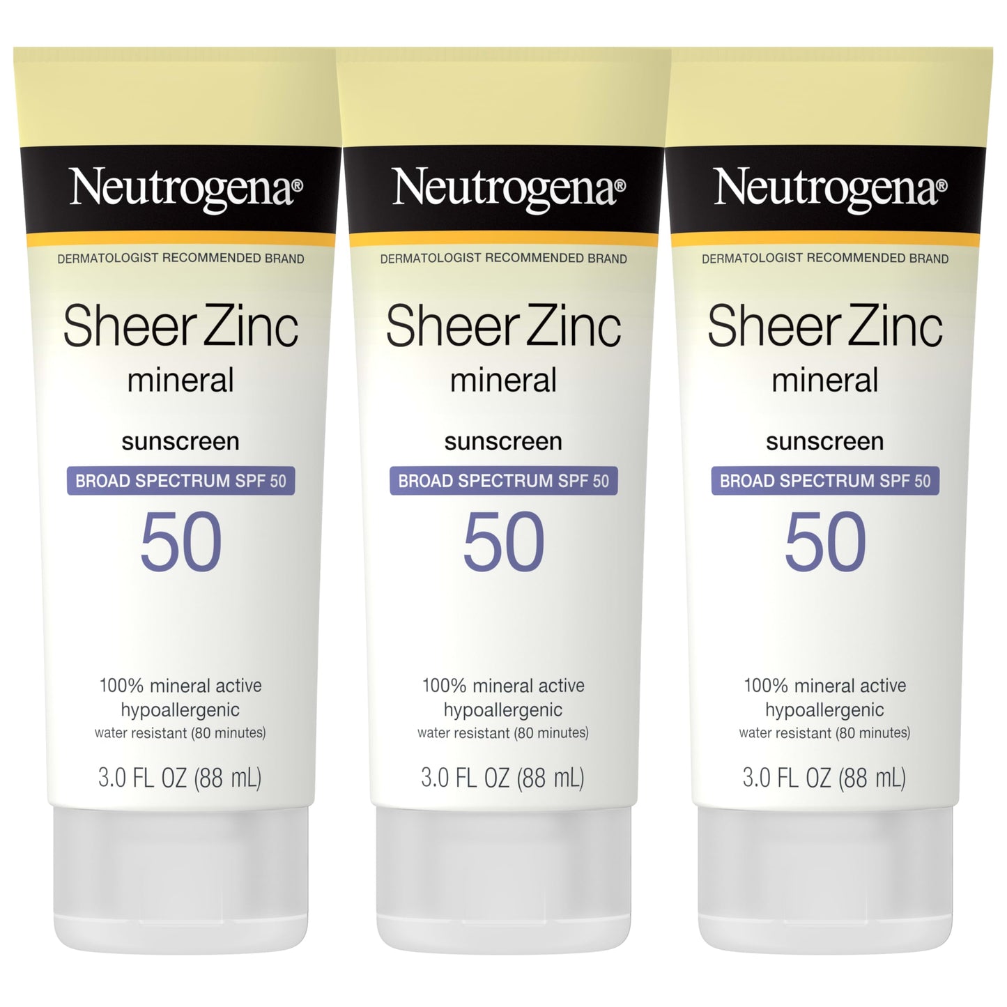 Neutrogena Sheer Zinc Oxide Dry-Touch Face Sunscreen with Broad Spectrum SPF 50, Oil-Free, Non-Comedogenic & Non-Greasy Mineral Sunscreen, 2 fl. oz