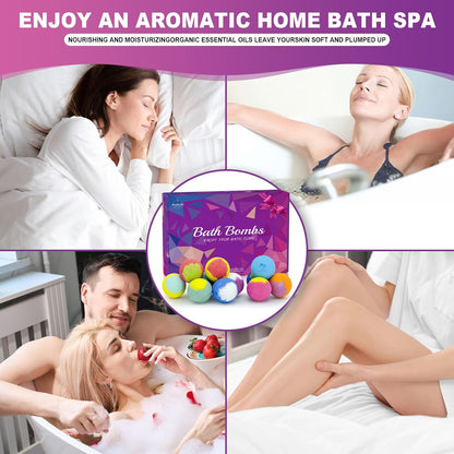 Bath Bombs for Women Gift Set 12 Pack Natural Relaxing Bath Bombs for Her，Aromatherapy Bubble Bath & Fizzy, Halloween Boo Basket Birthday Gifts for women Mom Gifts idea For wife/Teens, girlfriend,Kids
