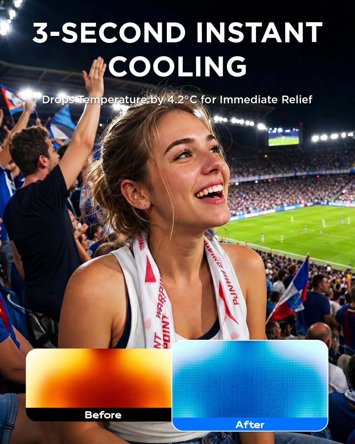 CoolRush Towel with Natural Mint Extract, Instant 3-Second Cooling Towel, Reusable Sports Cooling Wipes for Summer Heat, Alcohol-Free, for Running, Cycling, Gym, Outdoor Activities(10 Pack)