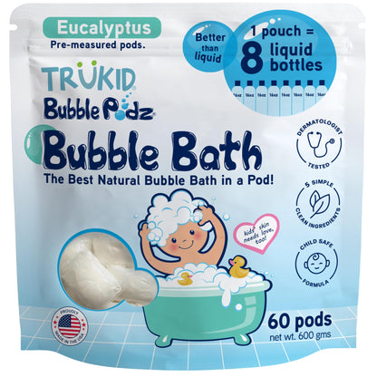 TruKid Bubble Podz Bubble Bath for Kids, Toddlers, & Babies, Tear Free Gentle & Refreshing Bath Bomb for Sensitive Skin with Natural Moisturizers, Non-Toxic, pH Balanced, Lavender Scent (24 Podz)