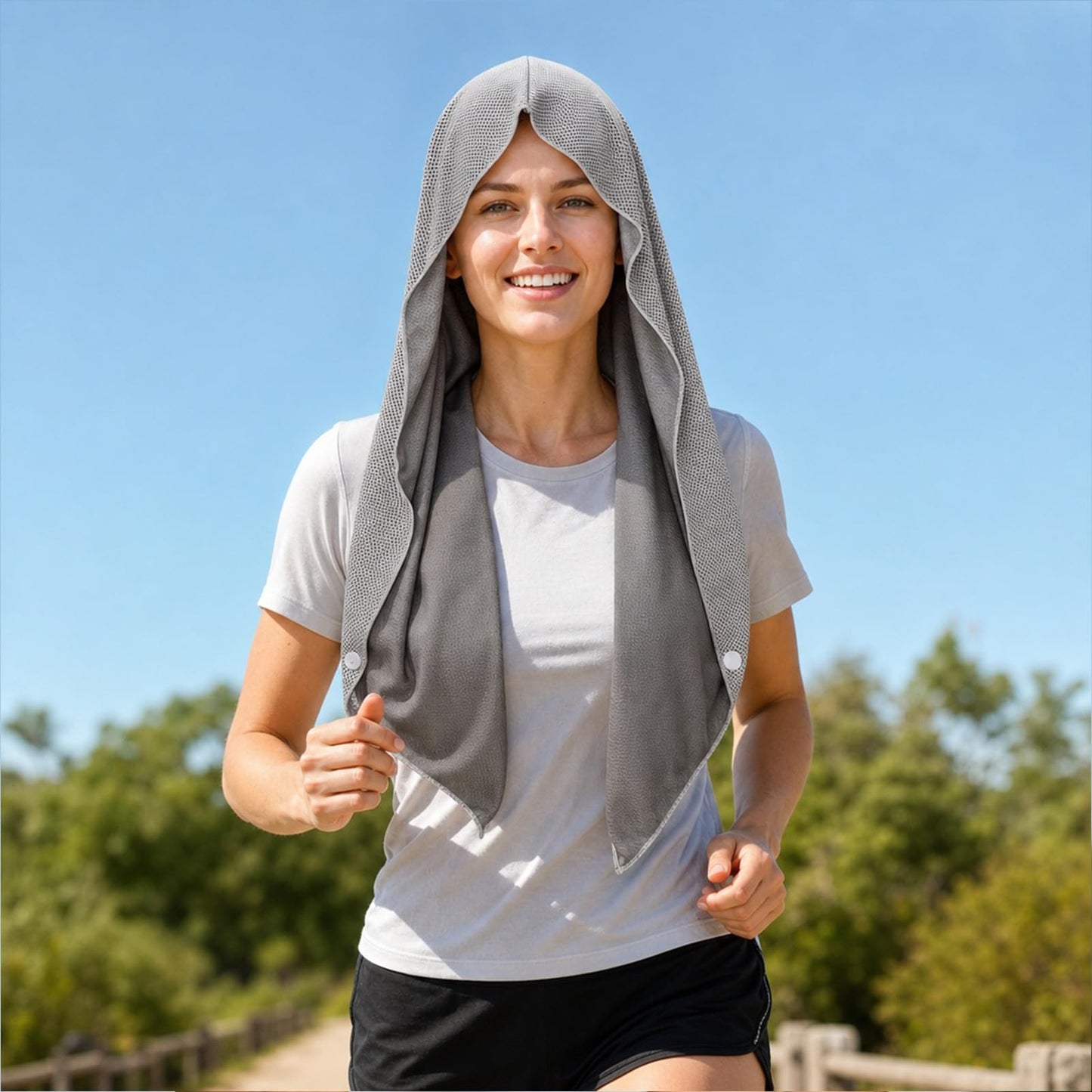 4 Pack Cooling Hoodie Towels Cooling Towels for Neck and Face Quick Drying Sweat Towel Wraps Cooling Head Neck Wraps Sun Protection for Hot Summer Weather Sport Workout