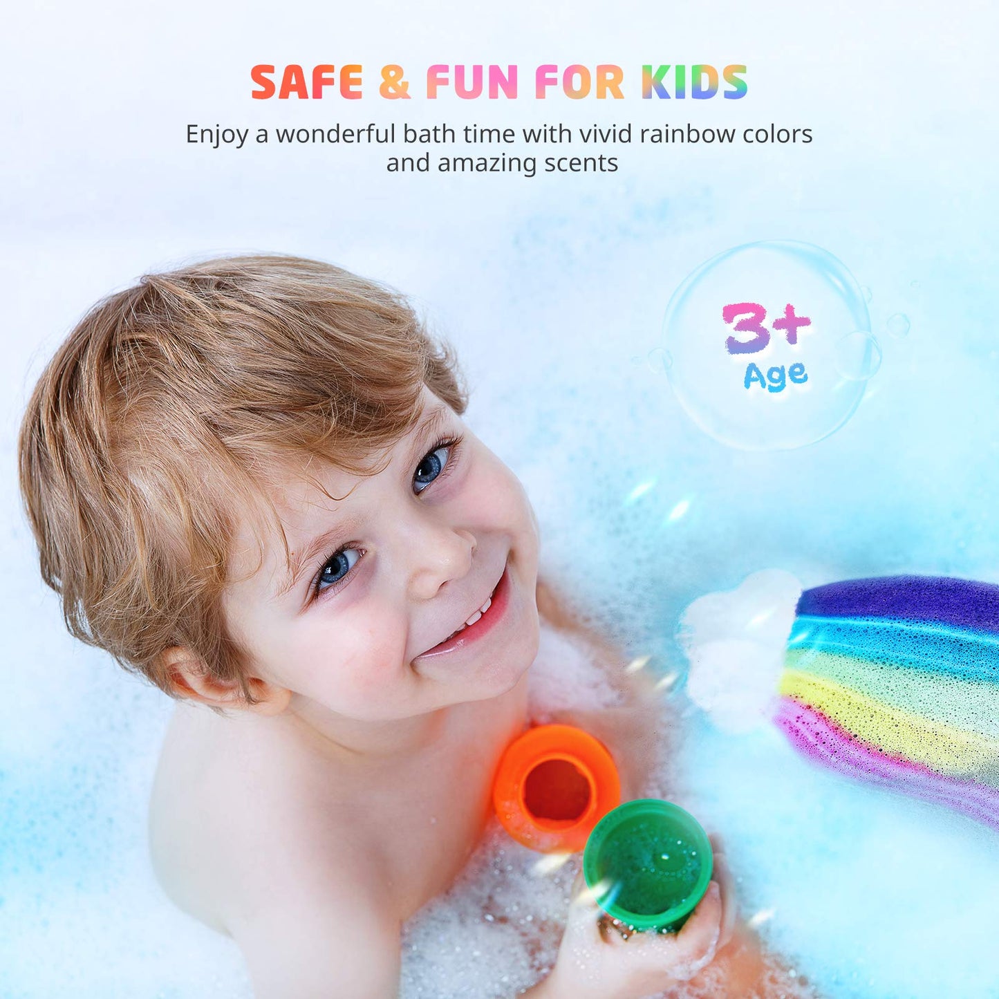 Rainbow Cloud Bath Bomb for Girls, 2 Extra Large Handmade Bath Bombs for Kids Bubble Bath Fizzies, Kids Safe Bath Bombs, Easter Basket Stuffers Mothers Day Gifts