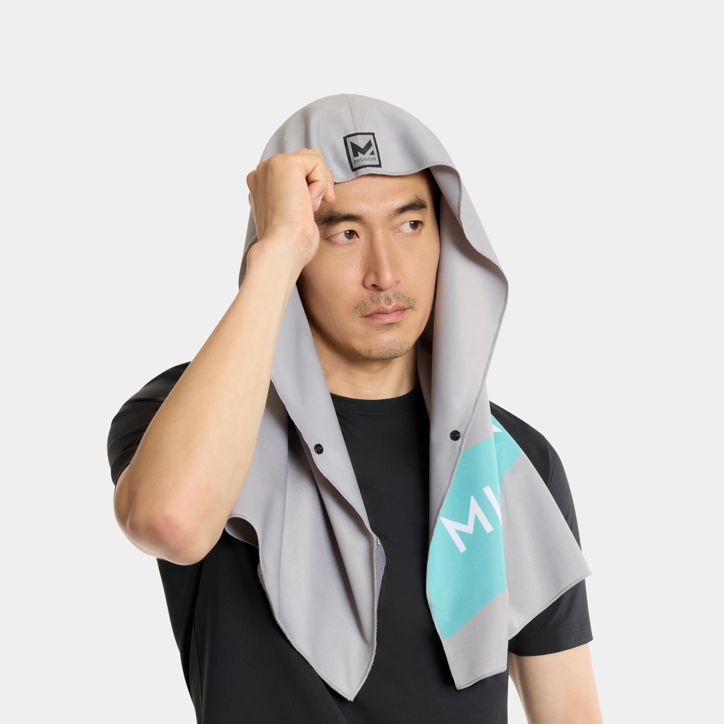 MISSION Max Plus Cooling Hoodie Towel- Hood Towel, Cools Instantly When Wet, UPF 50 Sun Protection, Contours Your Head to Stay in Place, Great for Sports, Fitness, Gym (White Camo)