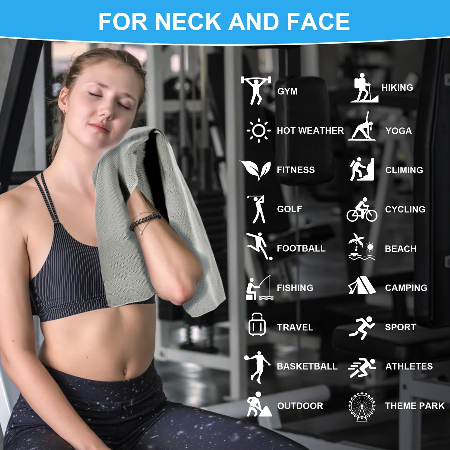4 Pack Cooling Towels for Neck and Face(40"x12"), Cooling Neck Wraps, Ice Towel for Hot Weather, Soft Breathable Gym Towel, Cool Towel for Workout, Camping, Yoga, Sport, Running