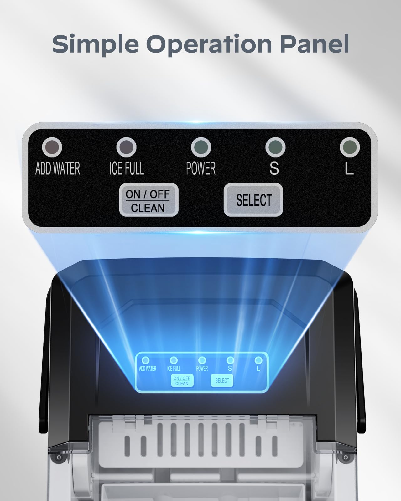Ice Maker Countertop, Portable Ice Machine Ready in 6 Minutes with 9 Cubes 26LBS in 24H, Self-Cleaning with Ice Scoop and Basket, Two Sizes of Bullet Ice for Home Kitchen Office, Bar and Parties
