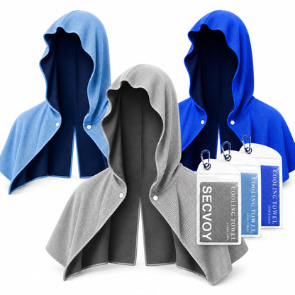 3 Pack Cooling Hoodie Towels for Neck and Face, UPF 50 Sun Protection & Instant Cooling Towels for Hot Weather, Soft Breathable Towel for Work Out, Sport, Gym, Camping & More Activities
