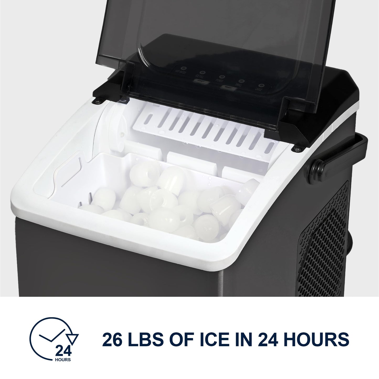 Kenmore Countertop Ice Maker Nugget Machine – Portable Self-Cleaning Máquina de Hacer Hielo para Casa, Crunchy Chewable Pebble Ice, 40lb/24hr Capacity, Stainless Steel