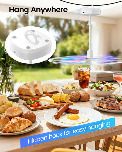 Edvision 4 Pack Food Table Fan, 2000mAh USB Powered Rechargeable Food Fan, Portable Fan with Flexible Goose-Neck and Soft Blades for BBQ, Patio, Party