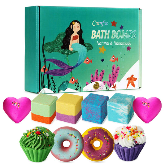 10 Bath Bombs for Kids, Bath Bomb Gift Set, Natural Bubble Bathbombs, Shea Butter Dry Skin Moisturize, Fizzy Spa Bath for Her Mom Women Kids Girls Girlfriend, Birthday, Mothers Day Gifts