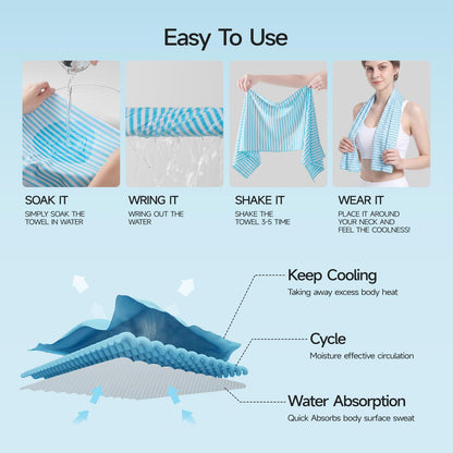 RDEKISS 4 Pack Cooling Towels for Hot Weather (40"x12"), Ice Cool Neck Towel, Soft Breathable Microfiber for Gym, Sport, Running, Yoga, Workout - Gray
