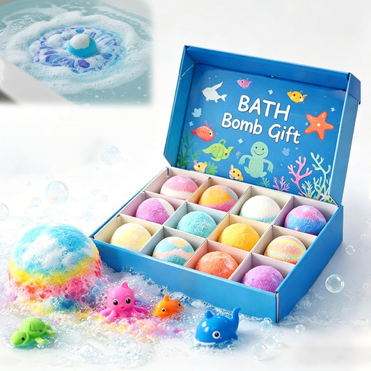 2026 New Bath Bombs for Kids with Surprise Inside, 12 Pack Kids Bath Bombs with Toys Inside Gift Set, Kid Bubble Bath Fizzy for Girls Boys & Toddlers with Bath Toys