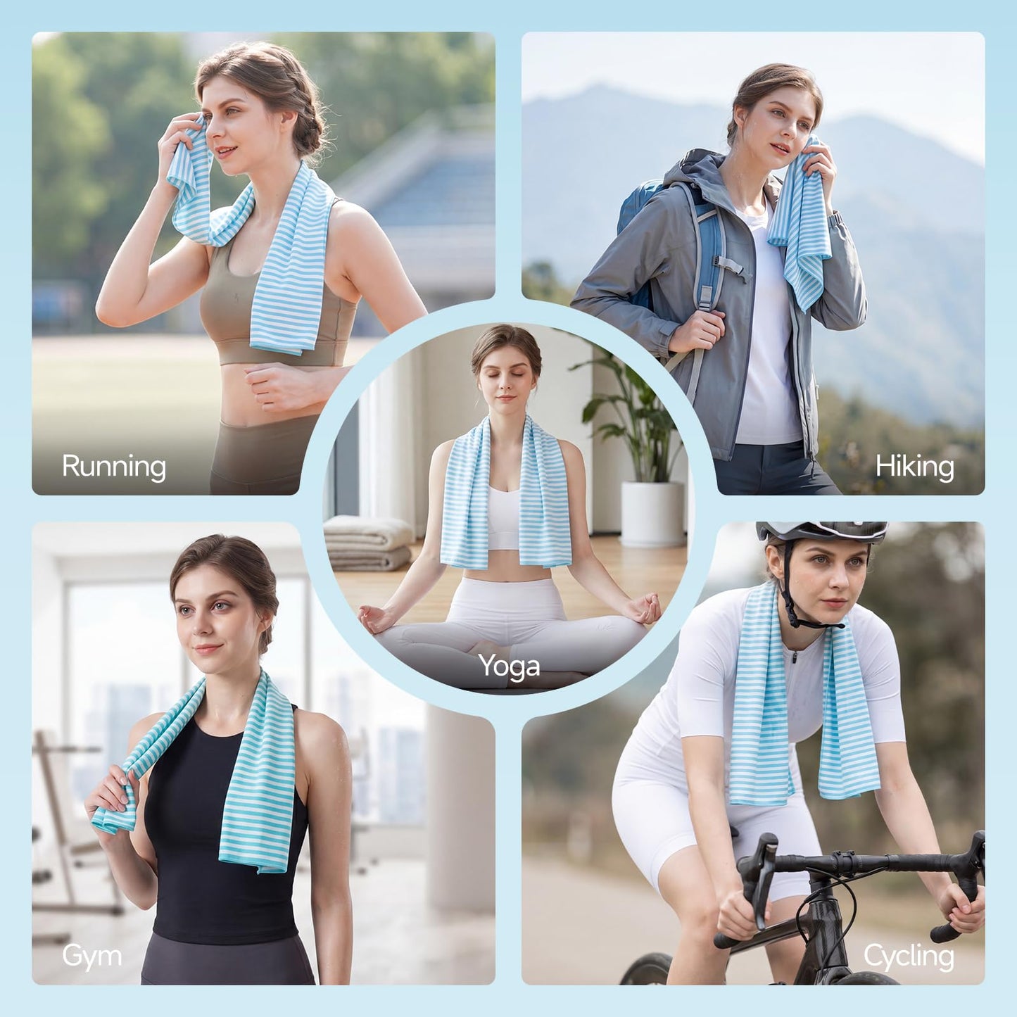 RDEKISS 4 Pack Cooling Towels for Hot Weather (40"x12"), Ice Cool Neck Towel, Soft Breathable Microfiber for Gym, Sport, Running, Yoga, Workout - Gray
